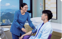 nurse taking man's blood pressure