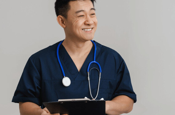 doctor in scrubs