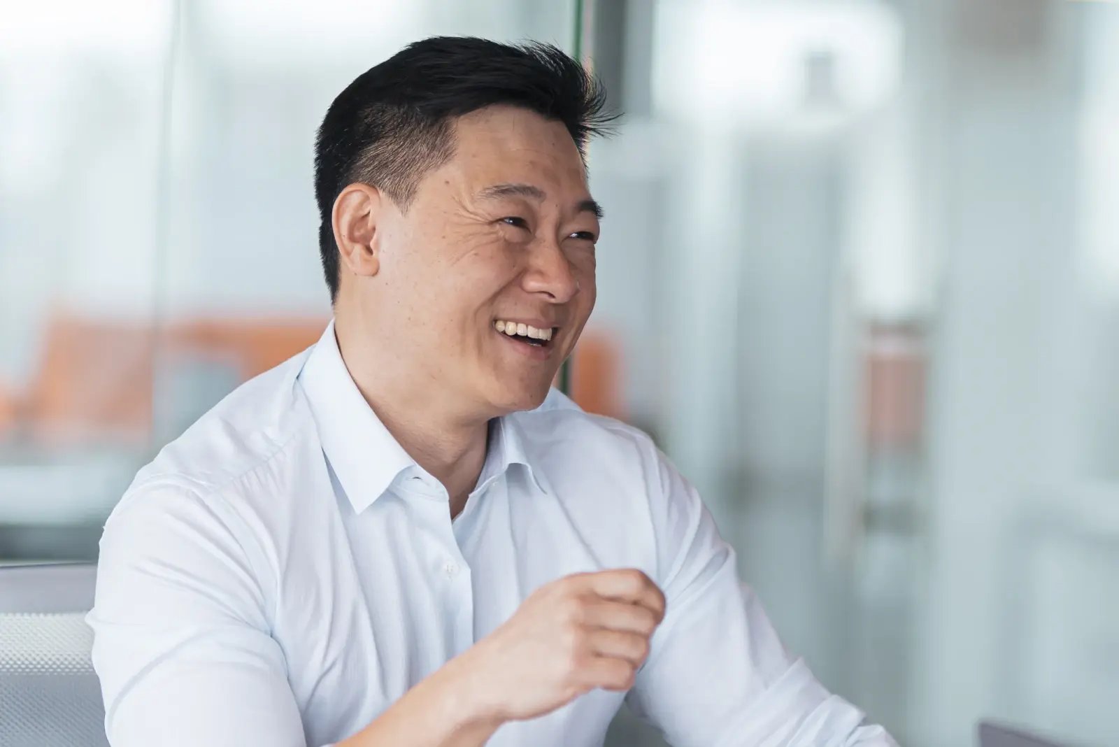 cheerful asian man
