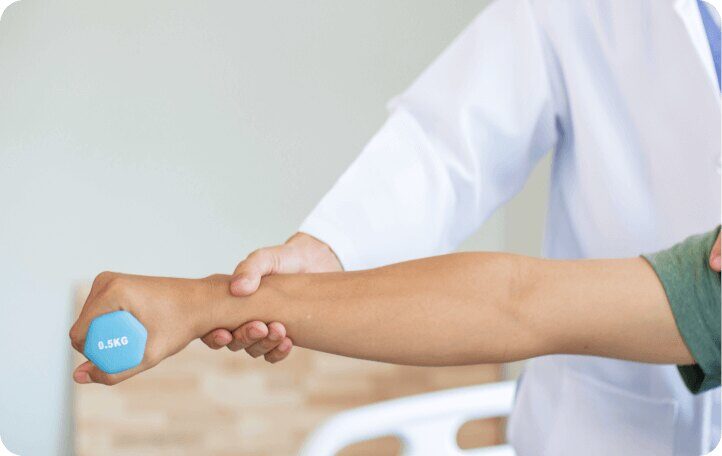arm lifting weight supported by doctor