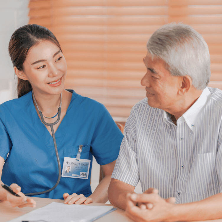 elderly man with nurse