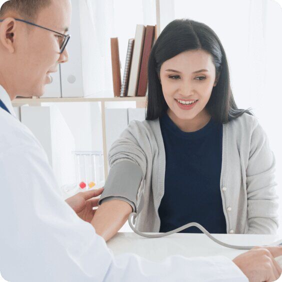 woman and doctor