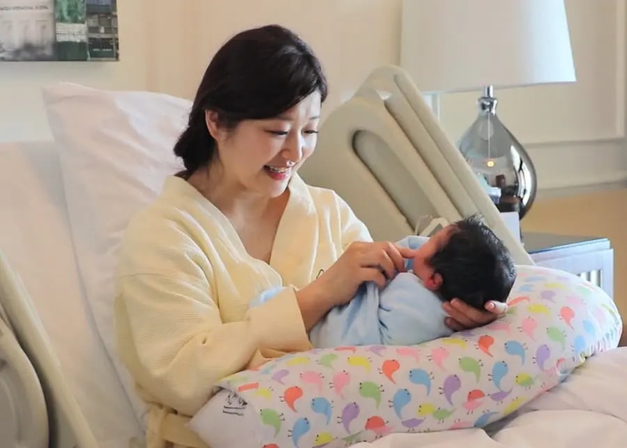 mother with her child inside a hospital