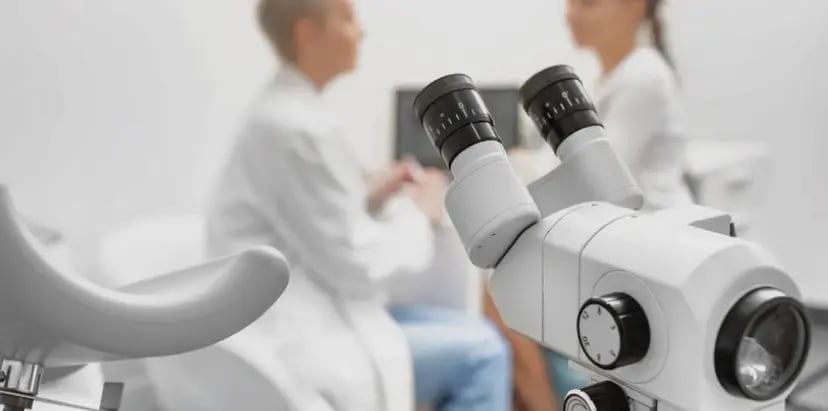 doctors managing colposcopy procedure